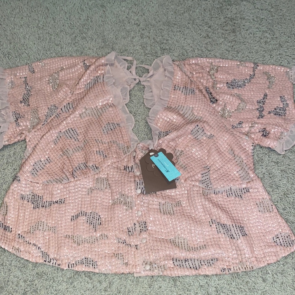 Anthropologie Plus Forever The Girl Sequin Blouse NWT Sz 2X - Picture 3 of 4